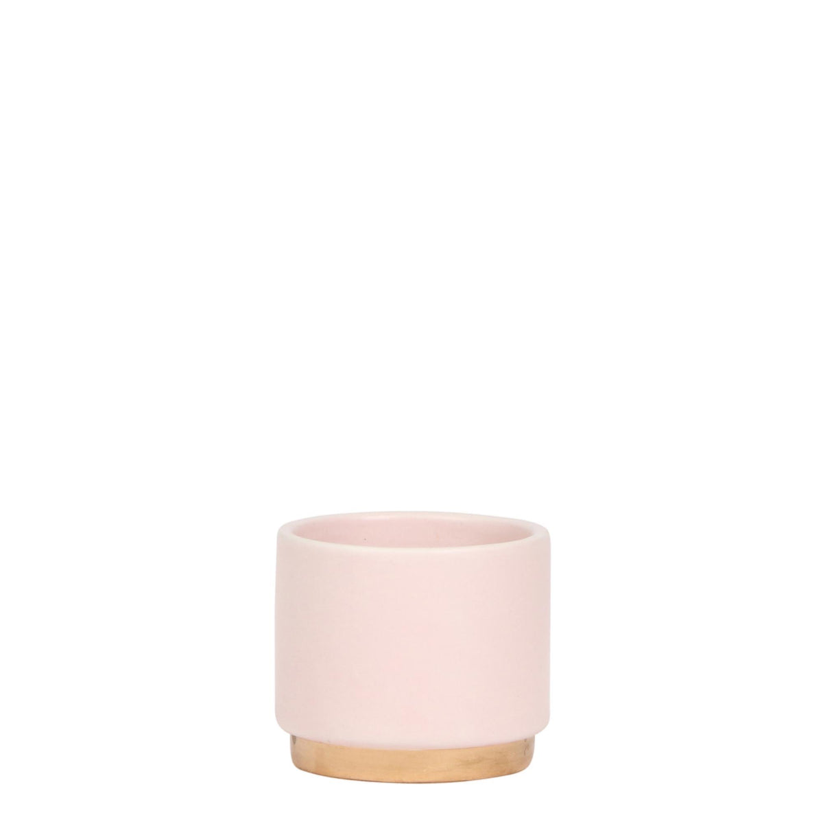 Kolibri Home | Gold foot pink bloempot - Roze keramieken sierpot met gouden rand - Ø6cm