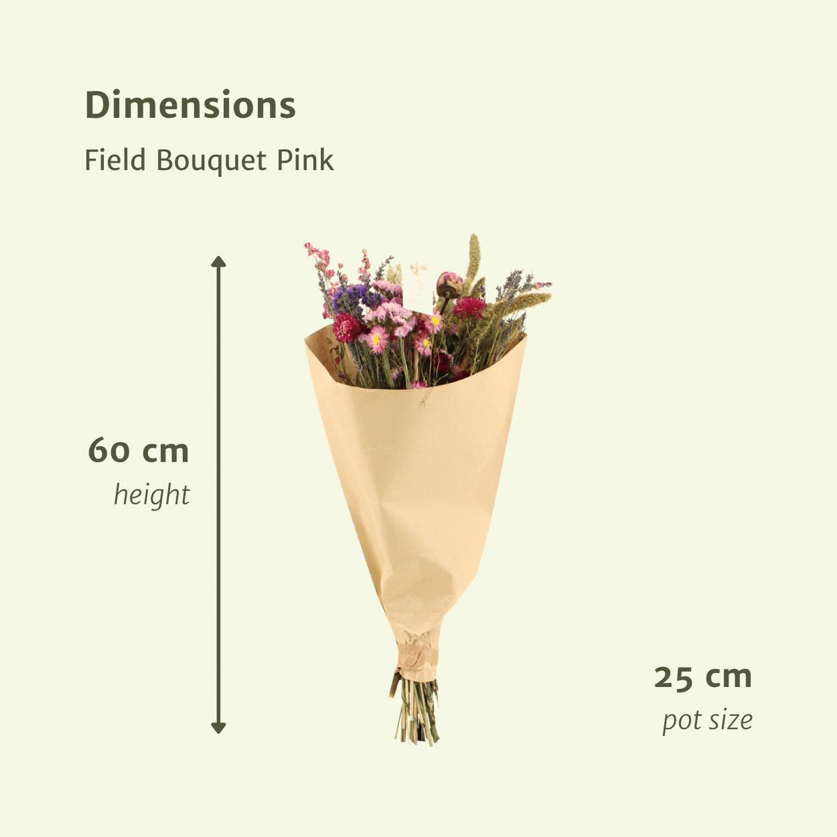 12x Field Bouquet Pink - Droogboeket - 35cm