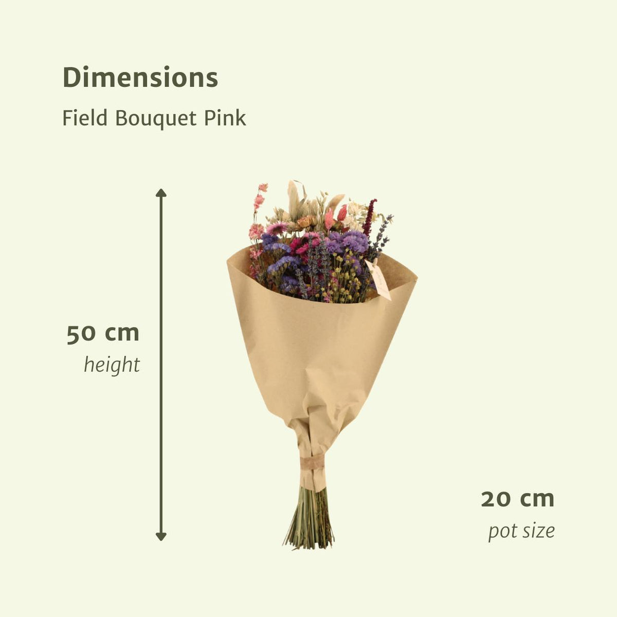 Droogbloemen Field Bouquet Pink - Ø20 - ↨50cm